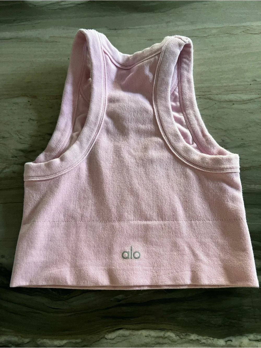 ALO Yoga Pink Ribbed High-Neck Crop Sports Bra